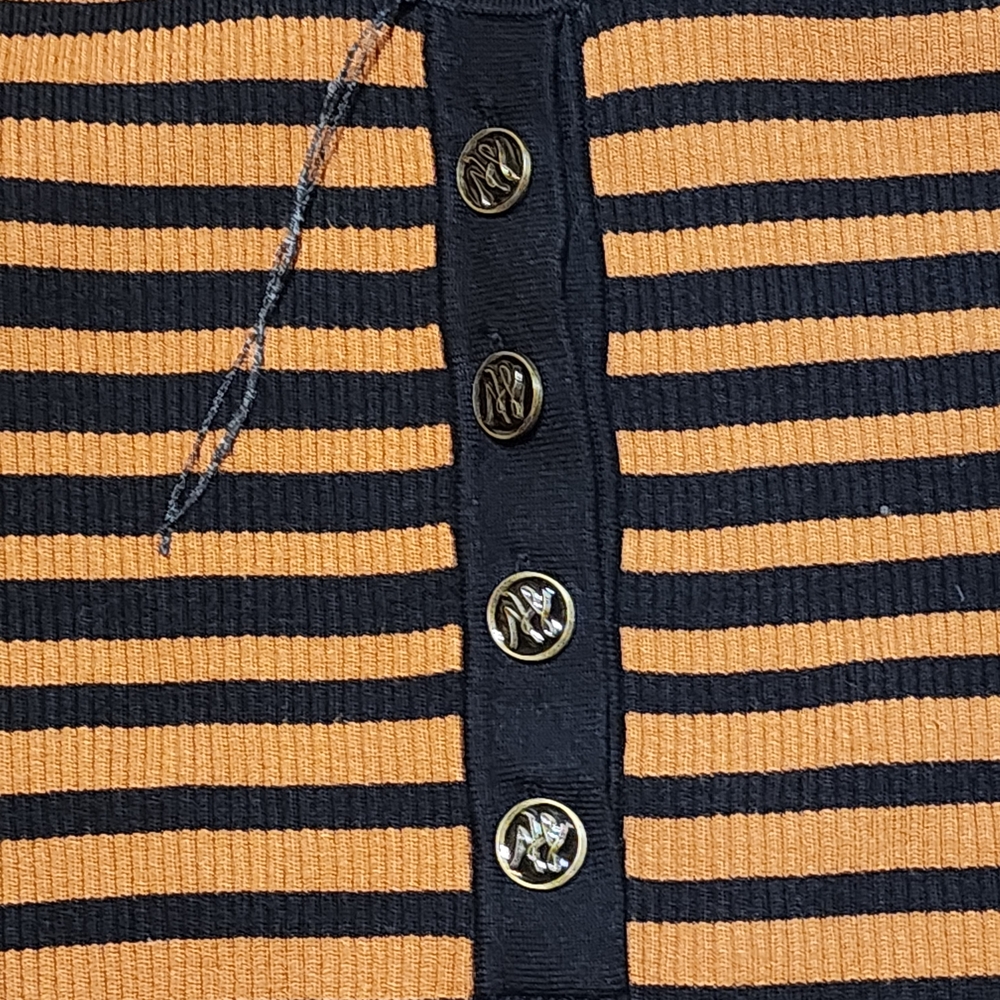 Karl Lagerfeld Black and Orange Striped Long Sleeve Tee - Picture 5 of 7